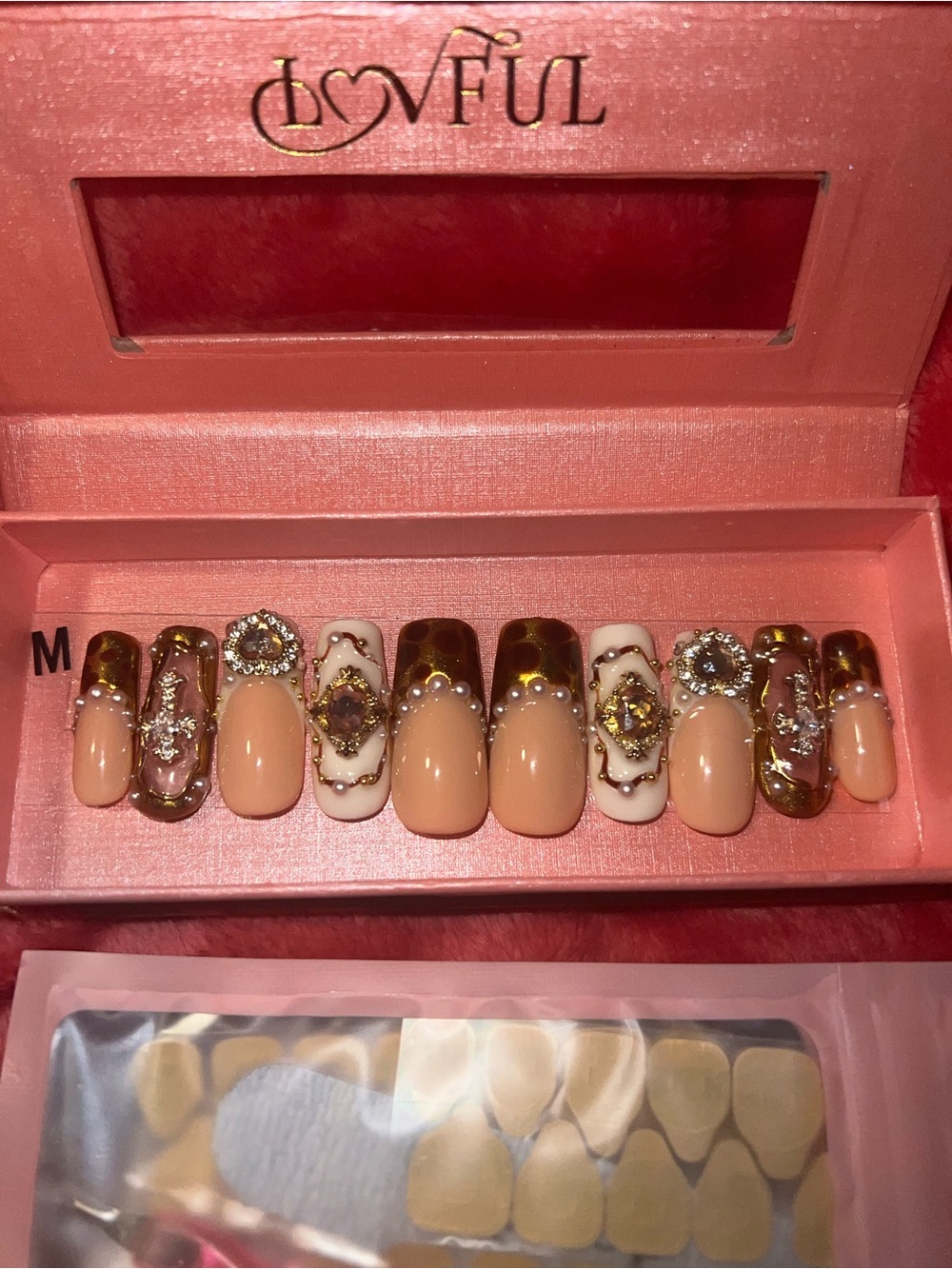 LovFul Baroque Style Handmade Acrylic Press On Nails Size Medium